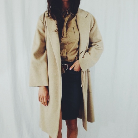Anne Klein Jackets & Blazers - Long wool tan cream coat -LC